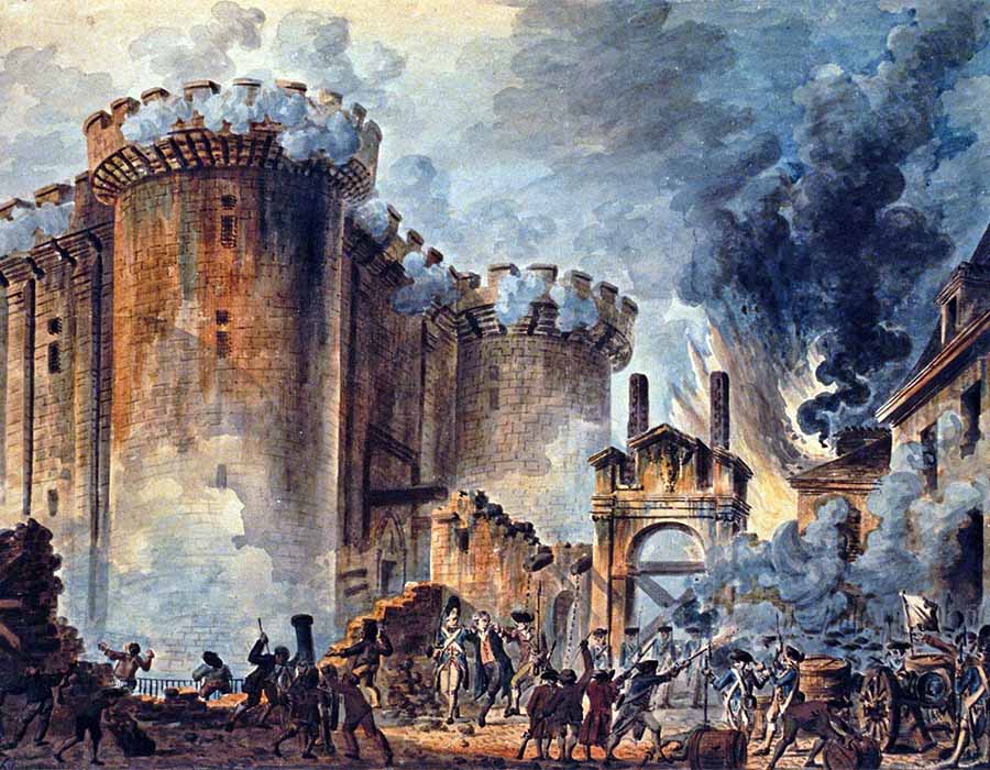 A Tomada da Bastilha, pintura de Jean-Pierre Louis Houël, 1789