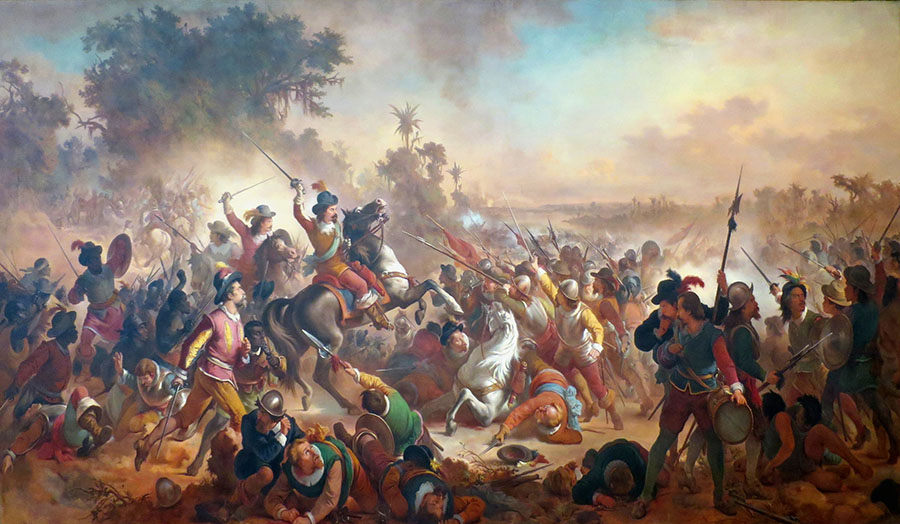 Romantismo;  Victor_Meirelles_-_'Battle_of_Guararapes',_1879,_oil_on_canvas,_Museu_Nacional_de_Belas_Artes,_Rio_de_Janeiro_2