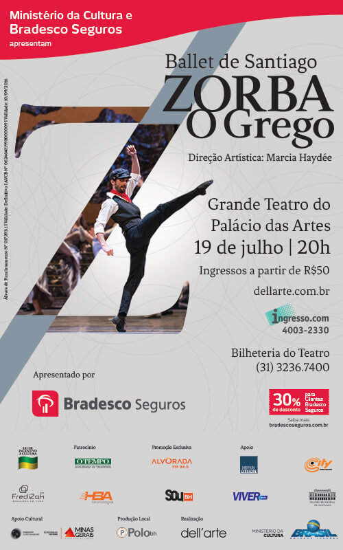 Ballet de Santiago “Zorba O Grego”, direção artística: Marcia Haydée, no Grande Teatro do Palácio das Artes