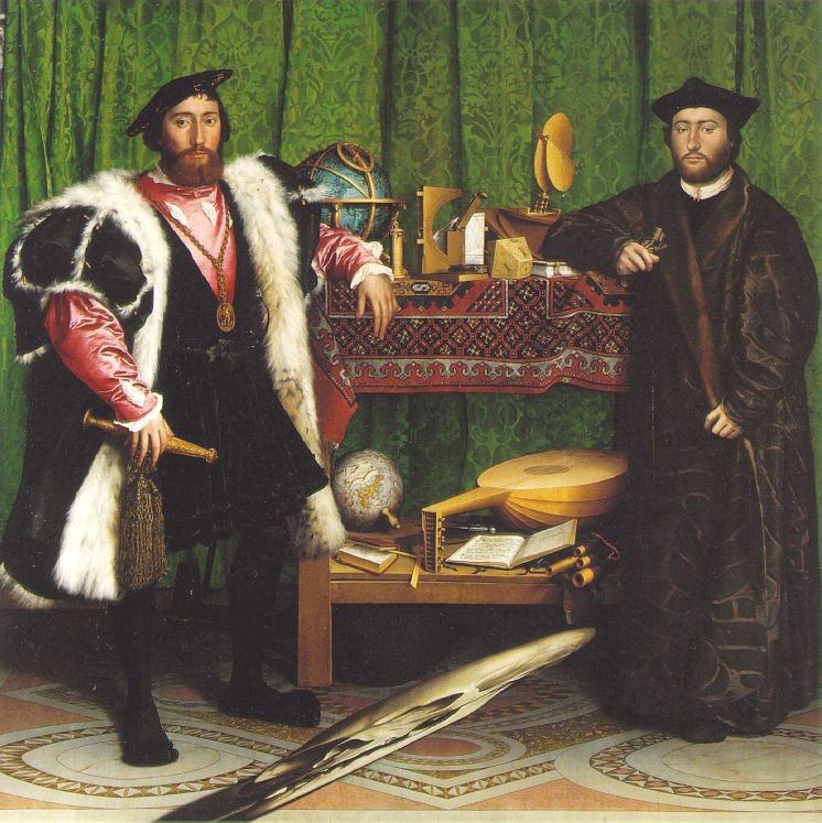 The Ambassadors 1533, Hans Holbein the Younger: Desenhos anamórficos
