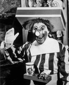A imagem do original Ronald McDonald em 1963.