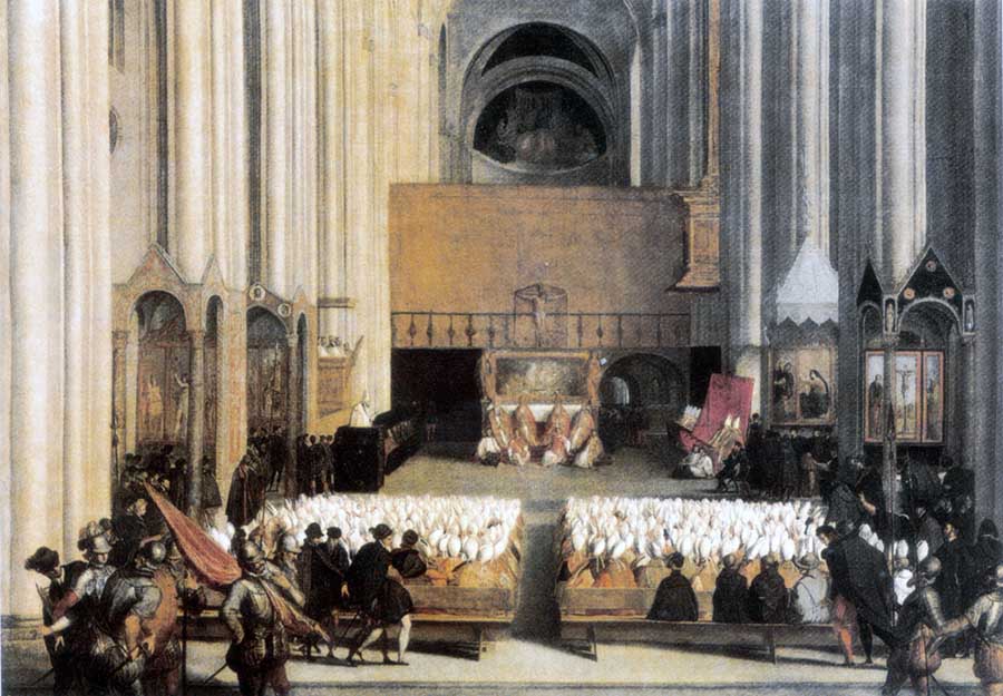 Pintura ilustra sessão do Concílio de Trento