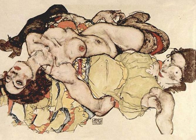Egon Schiele, duas mulheres | 1915
