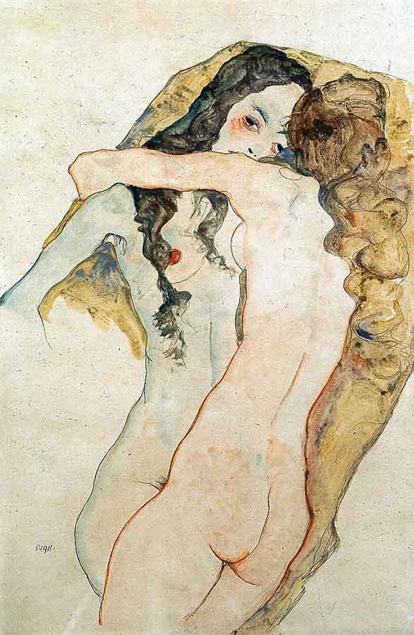 Two Woman Embrasing - Schiele  