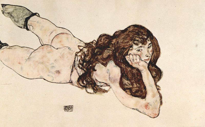 Egon Schiele Female Nude on Her Stomach, 1917 Graphische Sammlung Albertina, Vienna