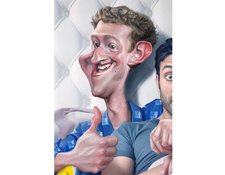 caricaturas de pessoas famosas; Mark-Zuckerberg-criador-do-Facebook-Caricatura-Anthony-Geoffrey-