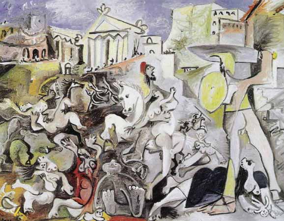 Quadro faz referência a uma invasão romana, mostra o caráter violento da obra de Picasso. A vida política de Picasso