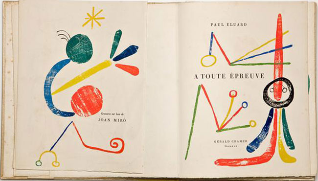 Livro de Arte de Paul Éluard ilustrado por Joan Miró