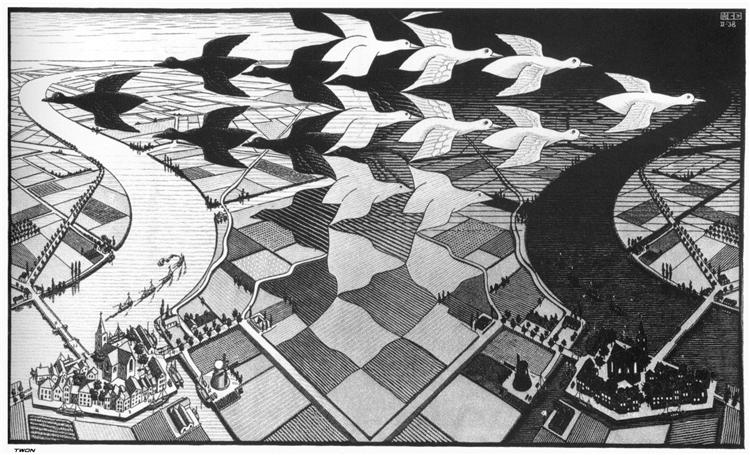 Dia e Noite (1938), de M.C. Escher