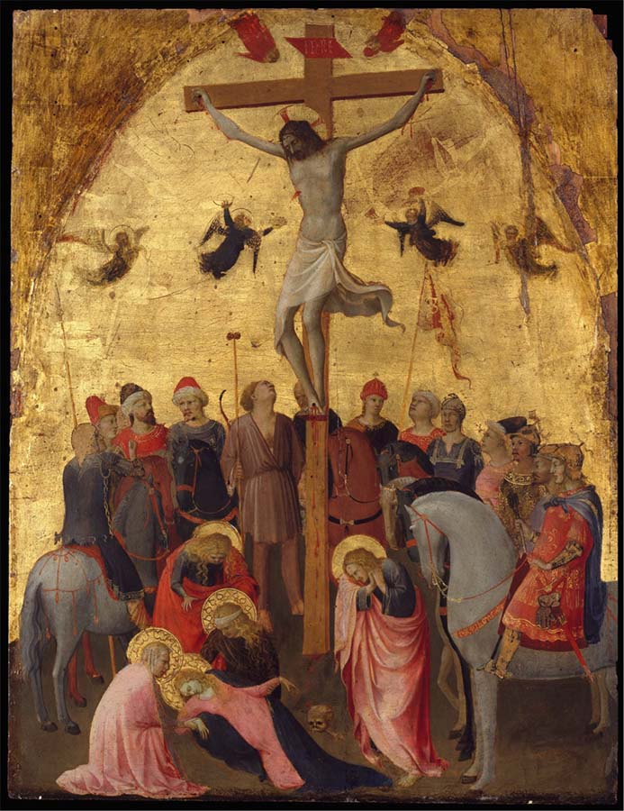 reconquista cultural; Guido di Pietro conhecido por FRA ANGÉLICO (c. 1395-1455) A Crucificação, ca. 1420-23. Têmpera e ouro sobre madeira, 63,8x48,3. Metropolitan Musem of Art, Nova York, EUA copy