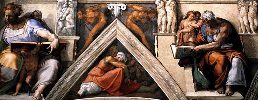 MICHELANGELO (1475-1564) DETALHE: Sibilas e Profetas. Fresco, 1508-1512. Cappella Sistina, Palazzi Pontifici, Vatican, Itália.