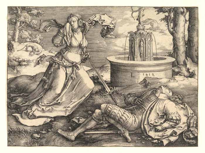 artistas dos Países Baixos; Lucas van LEYDEN (ca. 1489/1494-1533) Piramo e Tiisbe,1514. Gravura, 11.9x16. The Metropolitan Museum of Art, Nova York, EUA.