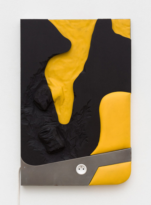 Neïl Beloufa - Cans on yellow and black, 2018