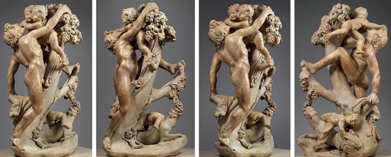 Gian Lorenzo BERNINI (1598-1680) e Pietro Bernini (1562–1629) Bacanal: Um Fauno provocado por crianças, 1616-17. Escultura em mármore, 132.4×73.7×47.9. The Metropolitan Museum of Art, Nova York, EUA.