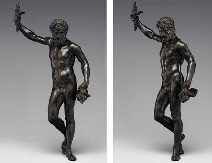 Zeus;  Pietro da BARGA (ativo entre 1574 e 1588) Cópia após modelo por Benvenuto CELLINI (1500-1571) Júpiter, ca. 1580.  Escultura em bronze, 29.5×14.3×8.3 cm. The Metropolitan Musem of Art. Nova Iorque, EUA.