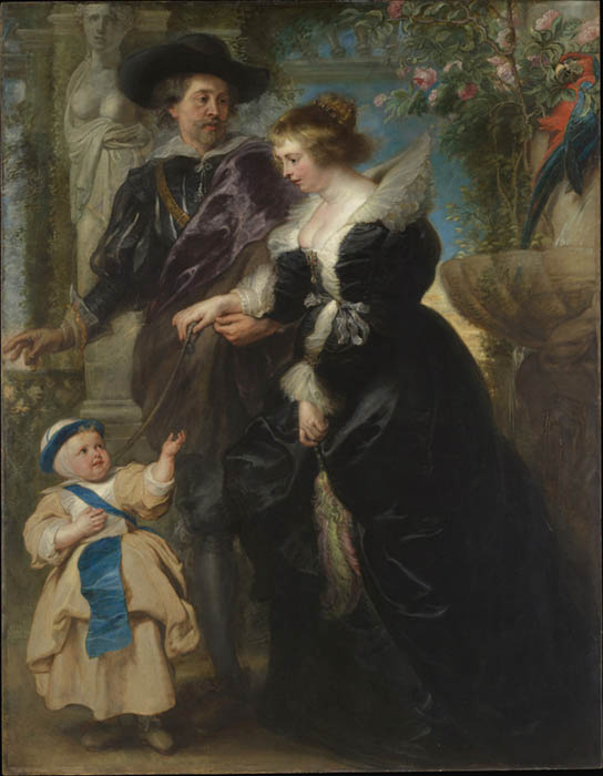 Peter Paul RUBENS (1577-1640) Rubens, sua esposa Helena Fourment (1614-1673) e seu filho Frans (1633-1678), ca. 1635. Óleo sobre madeira, 203.8x158.1. The Metropolitan Museum of Art, Nova York, EUA.