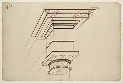 Cubismo - Diagram, Showing Entablature of Column Worked Out in Perspective circa 1810-27 by Joseph Mallord William Turner 1775-1851