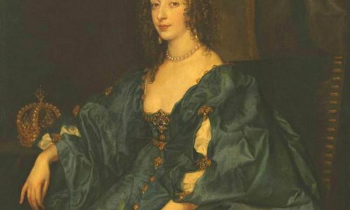 Antoon VAN DYCK (1599-1641) DETALHE: Rainha Henrietta Maria da Inglaterra, s/d. Óleo sobre tela, 119 x 98. Bayerische Staatsgemäldesammlungen - Alte Pinakothek, Munique, Alemanha. Disponível em: https://www.sammlung.pinakothek.de/en/bookmark/artwork/5RGQeJapGz Acesso em 02 nov. 2019.