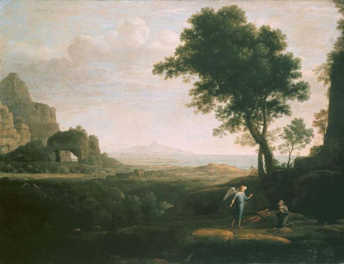 Claude LORRAIN (ca. 1600/5-1682) Hagar e Ismael no deserto3, 1668. Óleo sobre tela, 106,4x140. Alte Pinakothek, Munique, Alemanha.