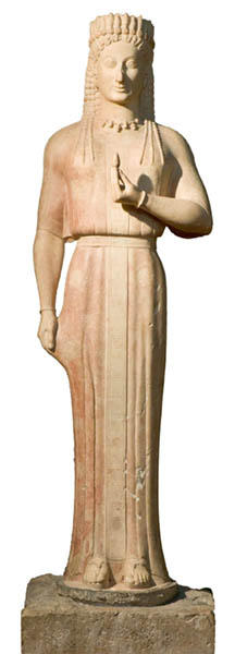 A Phrasikleia Kore, uma estátua funerária grega arcaica criada no século VI aC Cortesia de Liebieghaus Skulpturensammlung
