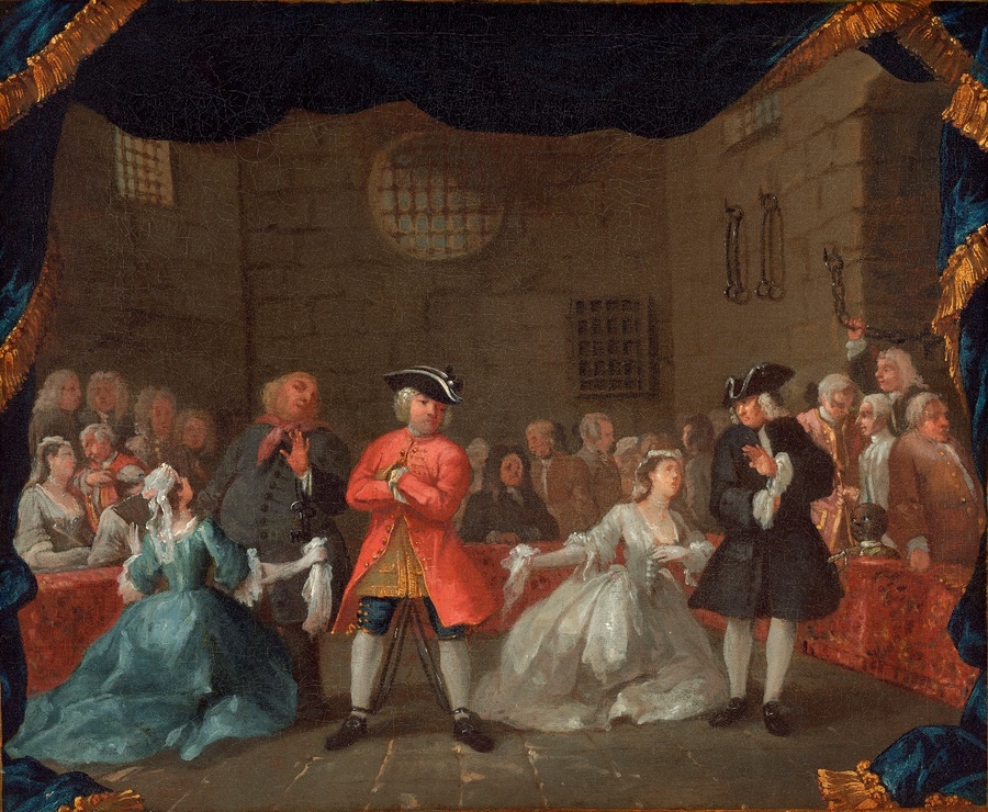 William HOGARTH (1697-1764) Uma cena da Ópera do Mendigo ,1728/1729. Óleo sobre tela, 51.1x61.2. National Gallery of Art, Washington, EUA.