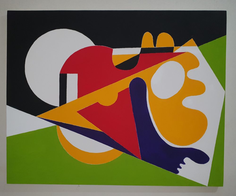 HOMEM DE CHAPÉU EM NOITE DE LUA CHEIA" . Acrílica sobre tela. 100 x 80 cm . junho 2020 - Luiz Carrijo