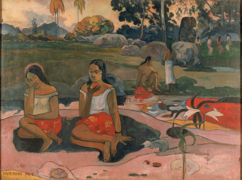 Primavera sagrada: bons sonhos (Nave nave moe). Paul Gauguin, 1894. Óleo sobre tela, 74 x 100 cm. Hermitage Museum .