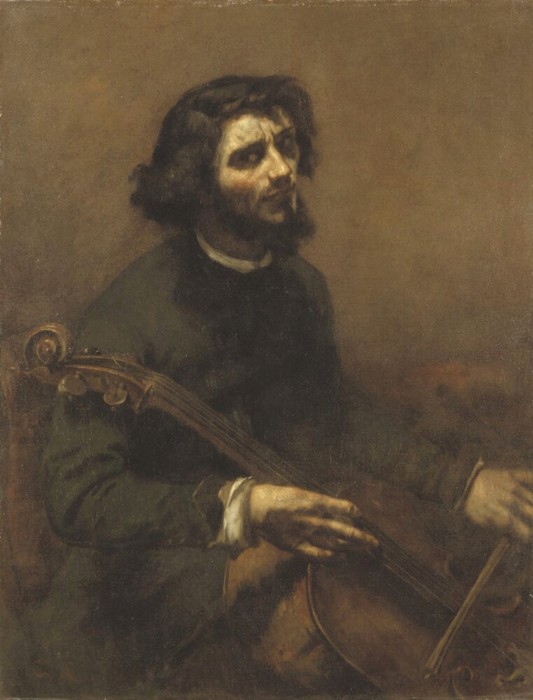 Jean Désiré Gustave COURBET (1819-1877) O Violoncelista, 1847. Óleo sobre tela, 117x89. Nationalmuseum, Estocolmo, Suécia. 