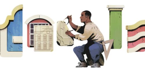 Homenagem feita pelo Google ao arquiteto brasileiro Tebas. REPRODUÇÃO GOOGLE