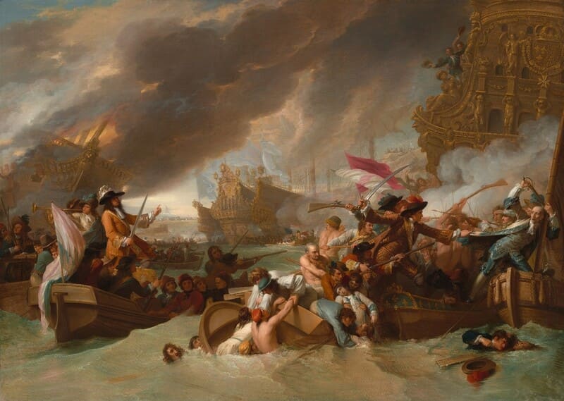Benjamin WEST (1738-1820) A Batalha de La Hogue, 1778. Óleo sobre tela, 152.7 x 214. National Gallery of Art, Washington, EUA.