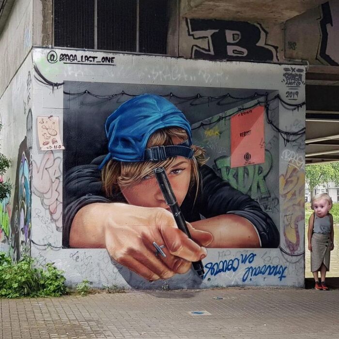 Grafite 3D do artista Braga Last One na França; Arte de rua