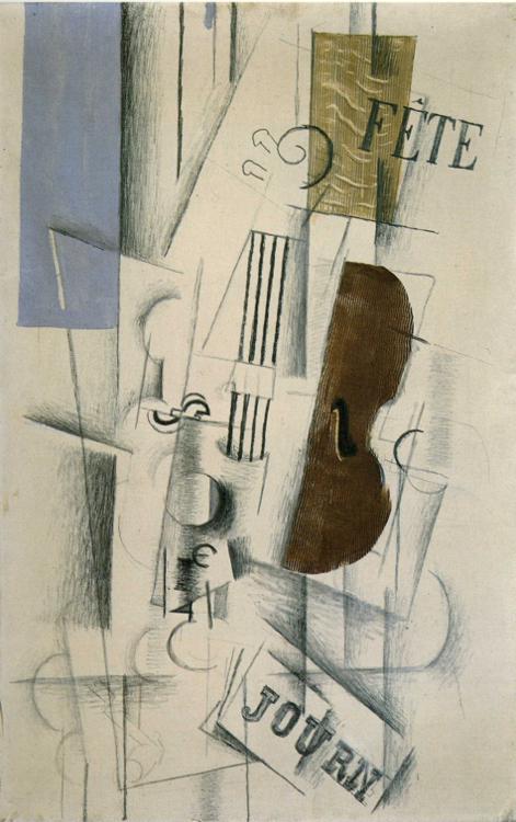 Arteref_8_Violin and Newspaper Musical Forms-Georges Braque - 1913