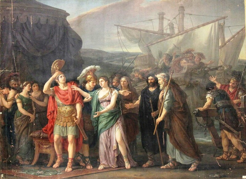 Joseph-Marie VIEN  (1716-1809) Briseide entregue por Pátroclo aos Arautos de Agamenon, 1781. Óleo sobre tela, 326x424. Em depósito no Musée des Beaux-arts, Arras, França.