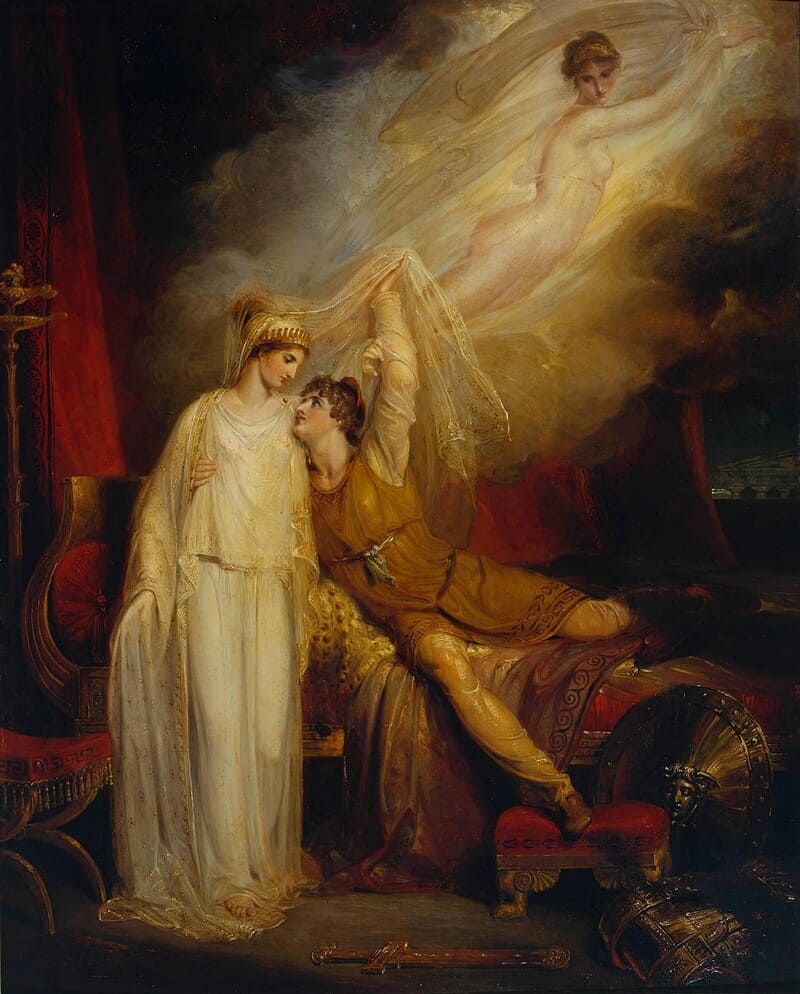 Canto III da Ilíada; A reconciliação de Helena e Paris após sua derrota para Menelau, 1805. Óleo sobre madeira, 127x101. Tate, UK. 