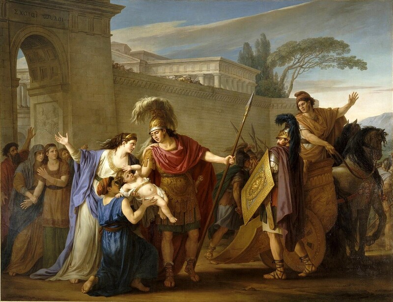 Joseph-Marie VIEN (1716-1809) As despedidas de Heitor e Andrómaca, 1786. Óleo sobre tela, 320x420.Musée du Louvre, Paris, França.