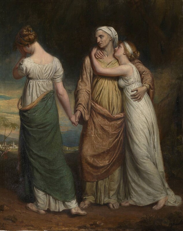Neoclássico no Reino Unido; George DAWE (1781-1829) Naomi e suas filhas, 1804. Óleo sobre tela, 96,1×76,9. Tate, Londres, UK.