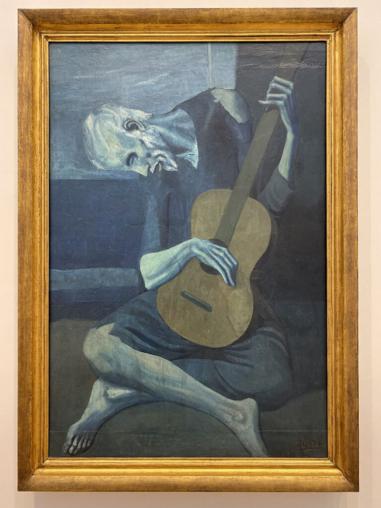 Pablo-Picasso, The-Old-Guitarist-1903–1904-oil-on-panel-122.9-x-82.6-cm-48-38-x-32-12-in.-feat