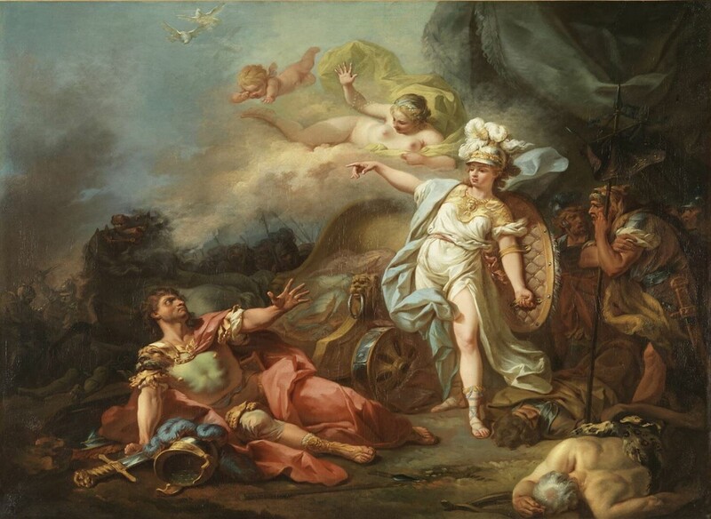 7.Jacques-Louis DAVID (1748-1825) O Combate de Marte e Minerva, 1771. OST, 146,8x114. Musée du Louvre, Paris, França.