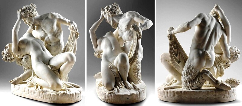 James PRADIER (1790-1852) Sátiro e Bacante, 1834. Escultura, Mármore, 112x78x125. Musée du Louvre, Paris, França.